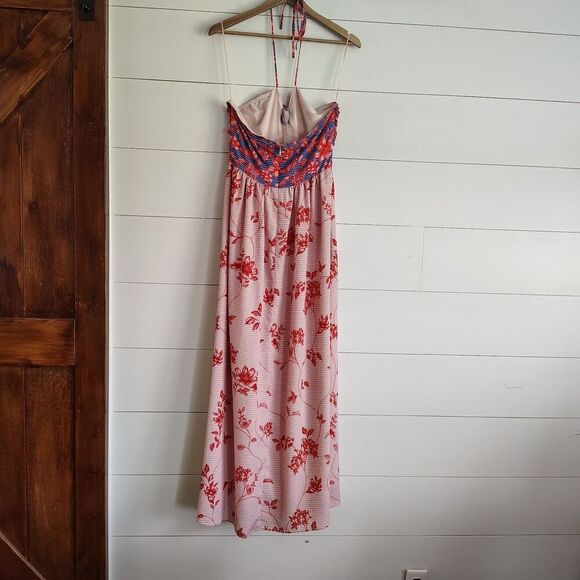 Belle Badgley Mischka Floral Maxi Dress Colorblock Tropical Summer Vacation NWT - Picture 3 of 13